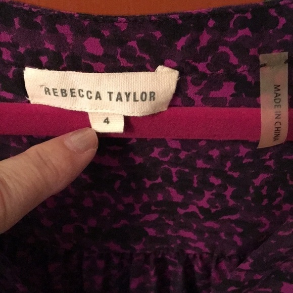 Rebecca Taylor 100% Silk Purple & Black Dress Sz 4 - Picture 5 of 8